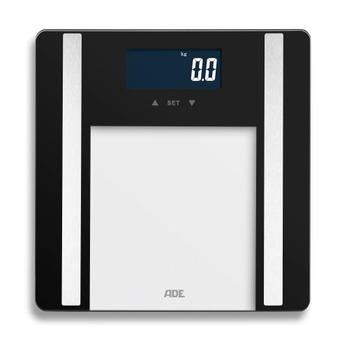 waga łazienkowa z analizą masy ciała, do 180 kg, 30 x 30 cm, czarna
