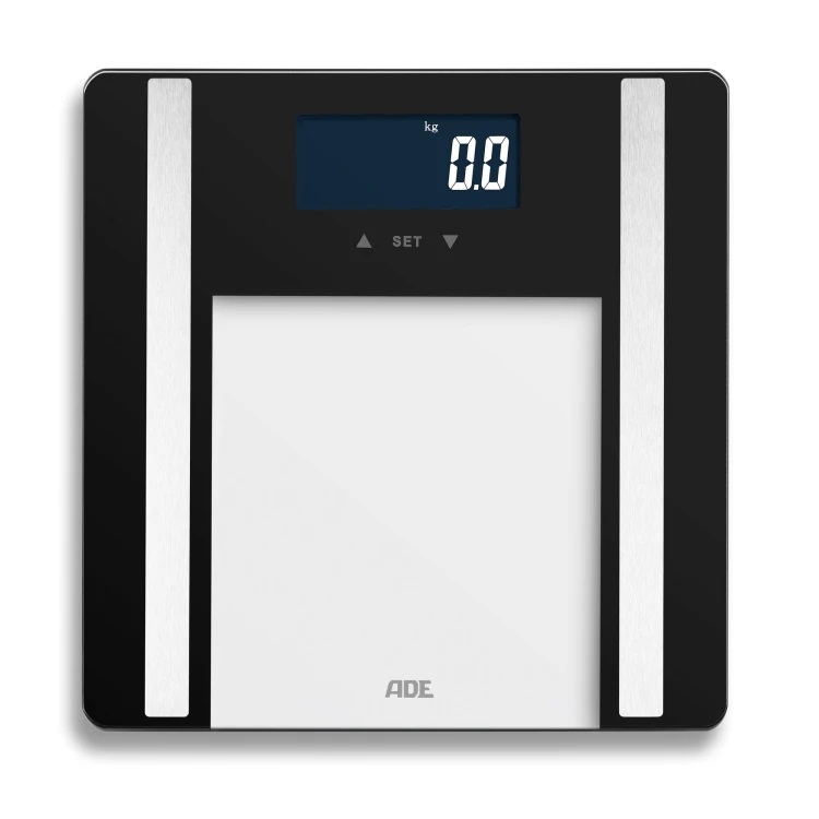 waga łazienkowa z analizą masy ciała, do 180 kg, 30 x 30 cm, czarna