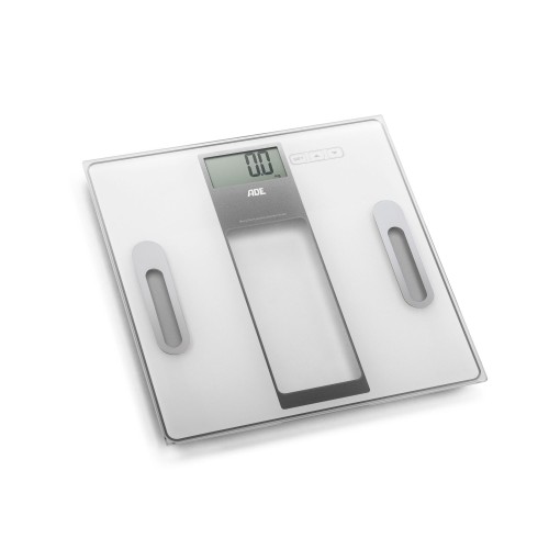 waga łazienkowa z analizą masy ciała, do 180 kg, 30 x 30 cm, biała