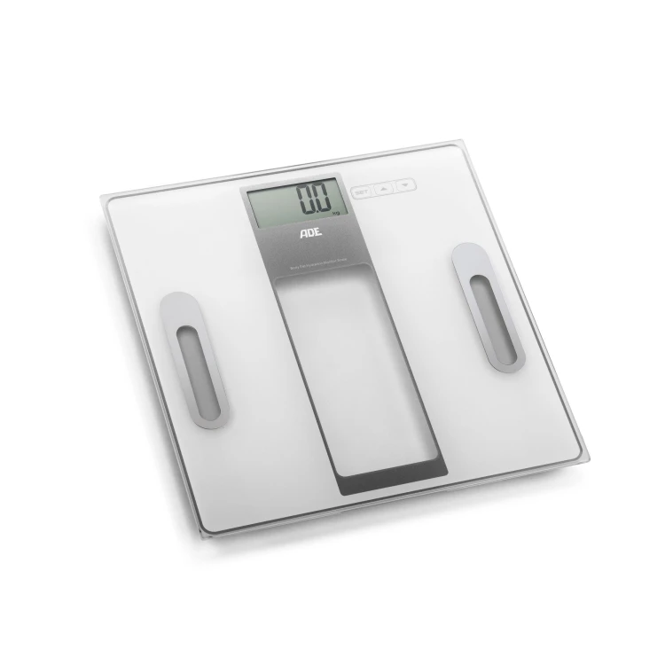 waga łazienkowa z analizą masy ciała, do 180 kg, 30 x 30 cm, biała