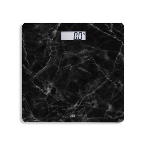 waga łazienkowa, do 180 kg, 30 x 30 cm, marmurowy wzór, czarna