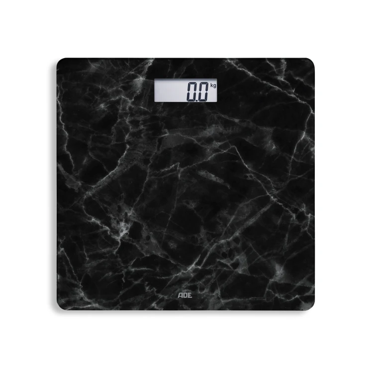 waga łazienkowa, do 180 kg, 30 x 30 cm, marmurowy wzór, czarna