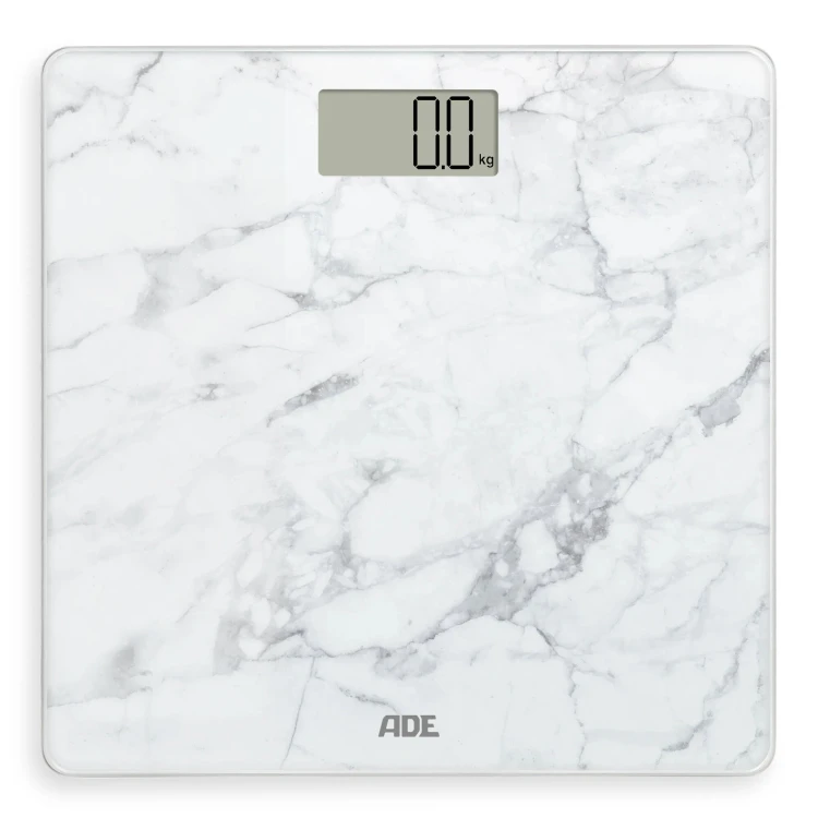 waga łazienkowa, do 180 kg, 30 x 30 cm, marmurowy wzór, biała