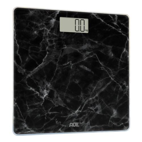 waga łazienkowa, do 180 kg, 30 x 30 cm, marmurowy wzór, czarna