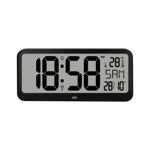 zegar ścienny elektroniczny, wyświetlacz XXL, z termometrem, budzikiem i kalendarzem, 37 x 17 cm