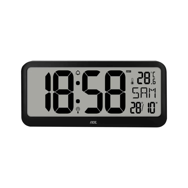 zegar ścienny elektroniczny, wyświetlacz XXL, z termometrem, budzikiem i kalendarzem, 37 x 17 cm