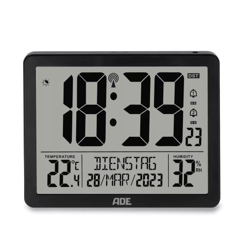 zegar elektroniczny, z kalendarzem, termometrem, higrometrem i budzikiem, 17,5 x 14 x 2,5 cm