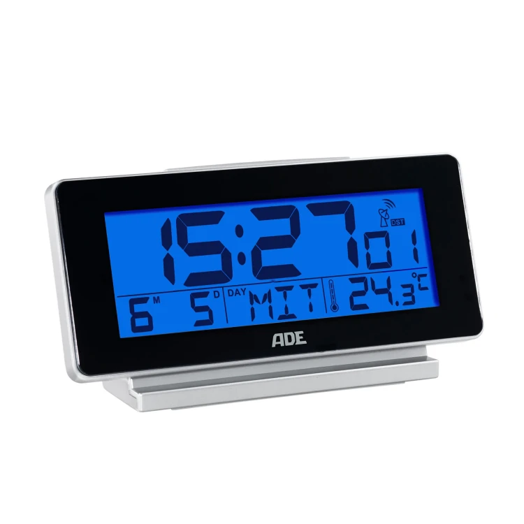 budzik elektroniczny z kalendarzem i termometrem, 12,5 x 4 x 8,5 cm, czarny