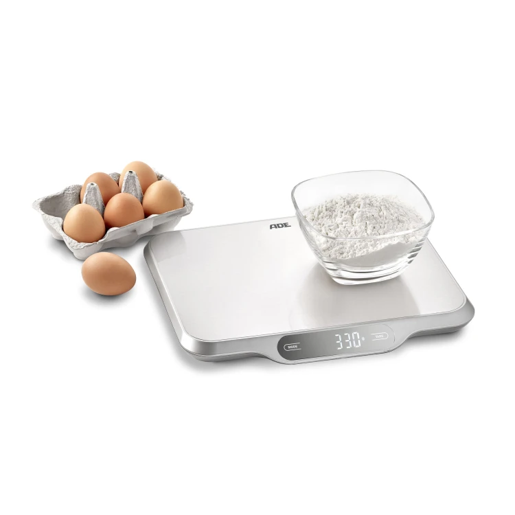 duża waga kuchenna, do 15 kg, 31 x 26,5 cm, szczotkowana stal nierdzewna
